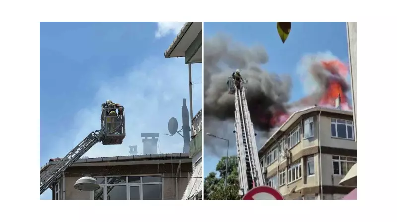 Üsküdar'da Üç Katlı Binanın Çatısında Çıkan Yangın Korku Dolu Anlar Yaşattı!