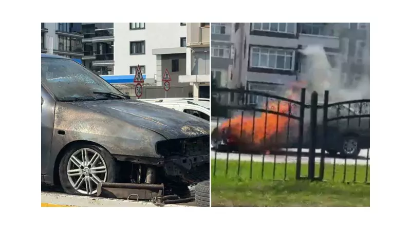 Yola Devam Ederken Alevler İçinde Kalan Araç: Mucizevi Kurtuluş!