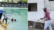 İnşaat İşçisinin Çabasıyla Hayat Kurtaran An: Kanalda Boğulmak Üzere Olan Çocuğa Şok Müdahale!