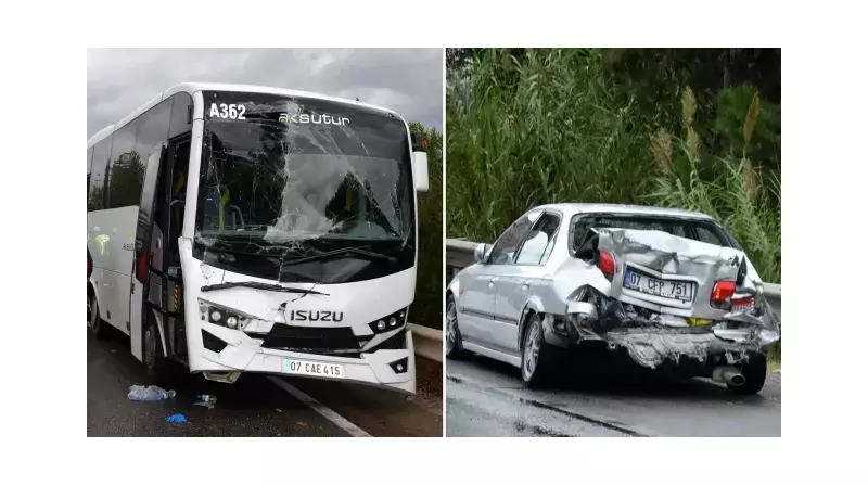 Antalya'da Turistleri Sarsan Zincirleme Kaza! 4 Araç Birbirine Girdi, 2 Turist Yaralandı