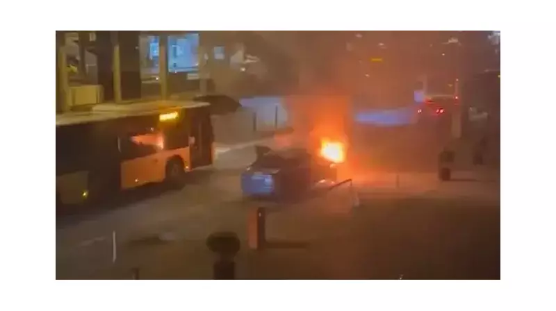 D-100 Karayolu'nda Korkutan Anlar: Seyir Halindeki Araç Alev Alev Yandı!