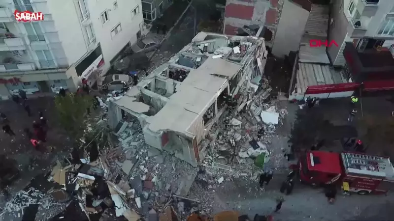 Gebze'de 7 Katlı Bina Yerle Bir Oldu! Enkazın İçler Acısı Hali Havadan Görüntülendi
