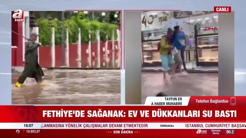 Muğla'da Gökten Adeta Kova Boşaldı: Şiddetli Yağış Sele Dönüştü, Araçlar Sular İçinde Kaldı!
