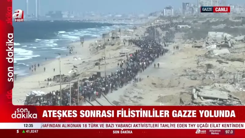 Tarihi An: İsrail Ordusu Gazze'den Çekiliyor, Filistinliler Evlerine Dönüyor!