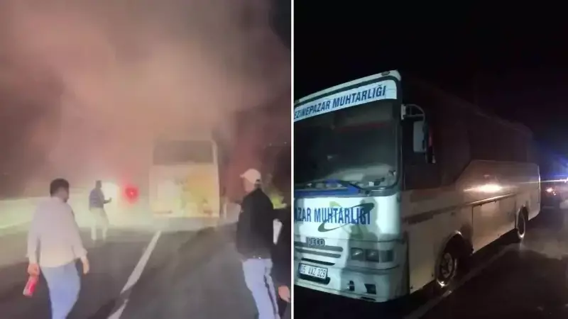 Amasya'da Seyir Halindeki Minibüste Yangın: Köy Muhtarı ve Vatandaşlar Müdahale Etti