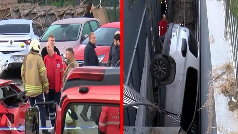 Bahçelievler'de feci kaza: 9 araca çarpan cip 5 metreden düştü!