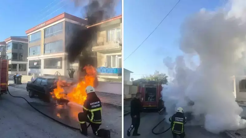 Erzincan'da Araç Yangını İtfaiye Müdahalesiyle Kontrol Altına Alındı