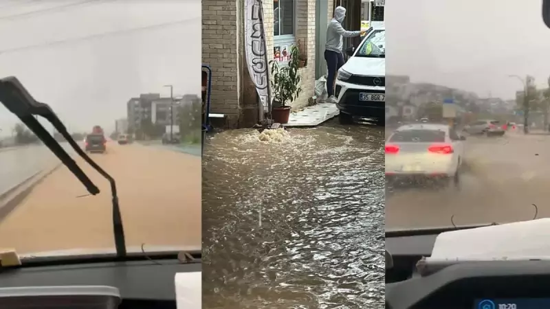 Foça'yı Felç Eden Sağanak: Cadde ve Sokaklar Göle Döndü