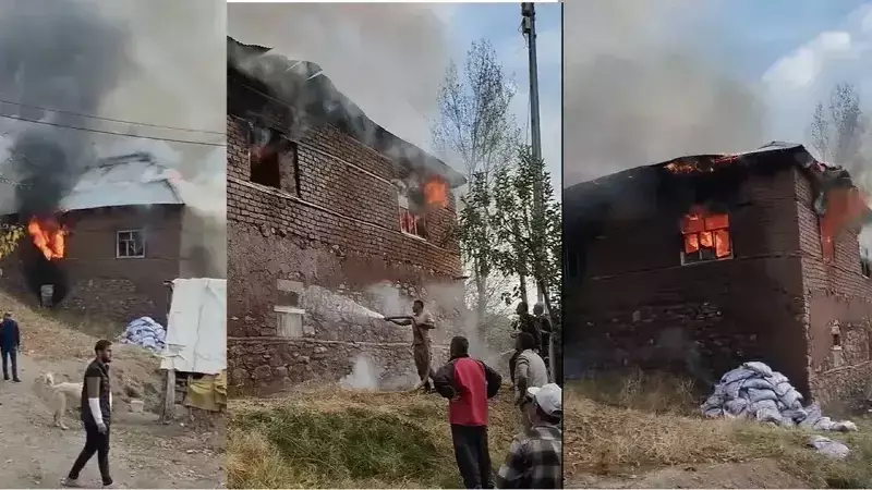 Hakkari'de 2 Katlı Evde Çıkan Yangın İtfaiye Ekipleri Tarafından Söndürüldü