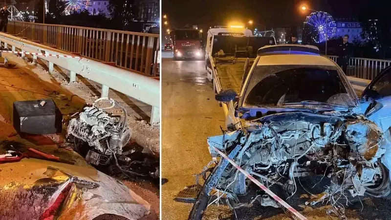 Korkunç Kaza: Motoru Yerinden Fırlayan Araçta Sürücü Can Pazarı!