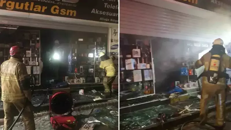İzmir Aliağa'da Telefon Aksesuar Mağazasında Yangın: Maddi Hasar