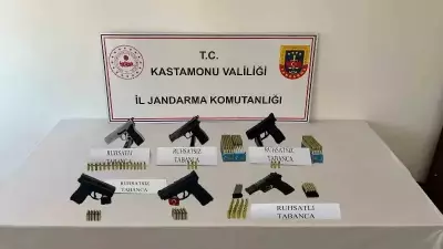 Kastamonu'da 6 Şüpheliden 6 Tabanca ve 253 Fişek Ele Geçirildi