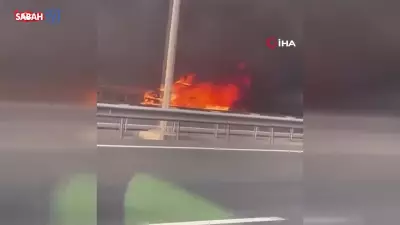 İstanbul Havalimanı Yolunda Otomobil Alev Aldı: 2 Kişi Son Anda Kurtuldu