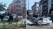 Korkunç Kaza! Otomobil ile Kamyonet Çarpıştı, Araç Takla Attı - 2 Yaralı