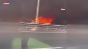 İstanbul Havalimanı Yolunda Otomobil Alev Aldı: 2 Kişi Son Anda Kurtuldu