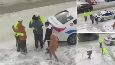 Van'da Trafik Polisleri Çocuklarla Kartopu Oynadı: Yürek Isıtan Anlar