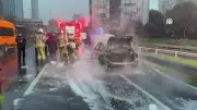 Şişli'de Seyir Halindeki Araçta Yangın: D-100'de Trafik Felç Oldu