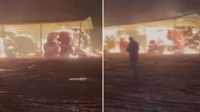 Ereğli'de Rüzgarın Alevlendirdiği Çiftlik Yangını: Saman Balyaları Tutuştu