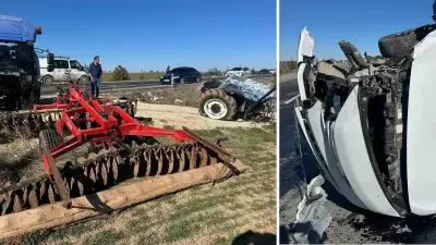Uşak'ta Şok Eden Kaza: Çarpışmanın Şiddetiyle Traktör İkiye Bölündü