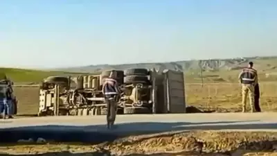 Siirt'te Kontrolden Çıkan Kamyon Devrildi: Sürücü Yaralandı
