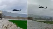 Aydın'da Taşkında Damda Mahsur Kalan Vatandaş Helikopterle Kurtarıldı