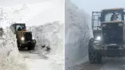 Bitlis Hizan'da Karlıtepe Köyü'nde Çığ Riski Nedeniyle Kar Mücadelesi Durduruldu