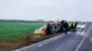 Muratlı'da Kontrolden Çıkan Kamyon Yol Kenarına Devrildi: Sürücü Hafif Yaralandı
