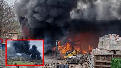 Bolu Mengen'de İnşaat Deposunda Çıkan Yangın Korkuttu, İtfaiye Hızlı Müdahale Etti