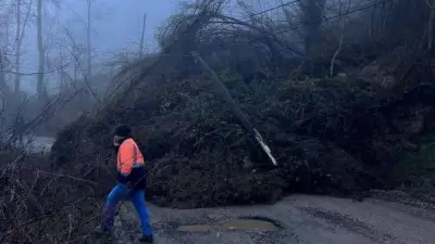 Cide'de Heyelan Köy Yolunu Kapattı, Ekipler Çalışma Başlattı