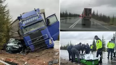 Eskişehir'de Tırın Altında Kalan Otomobilde 1 Ölü, 2 Yaralı
