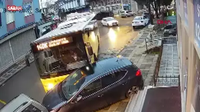 Ümraniye'de İETT Otobüsü Park Halindeki Araçlara Çarptı: Kaza Anı Güvenlik Kamerasında