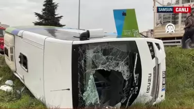 Samsun'da Öğrenci Servisi Devrildi: 11 Kişi Yaralandı
