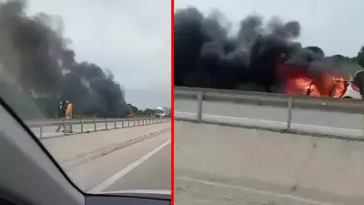 Bursa'da Seyir Halindeki Araç Alev Aldı: Panik Anları Yaşandı