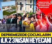 Deprem sonrası ilk 23 Nisan kutlaması: Bakan Kurum öğrencilerin heyecanını paylaştı