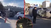 Kağıthane'de hafif ticari araç takla attı: O anlar kamerada