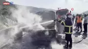 Osmaniye'de pikap alev alev yandı, sürücü son anda kurtuldu