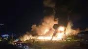 Samsun'da Meyve Deposunda Çıkan Yangın Havadan Görüntülendi