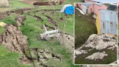 Ağrı'da heyelan: Köy evlerinin çevresinde derin yarıklar oluştu