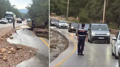 Bodrum'da su borusu patladı, trafikte uzun kuyruklar oluştu