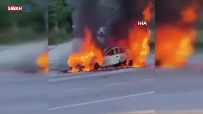 Bursa'da seyir halindeki araç alevlere teslim oldu, yaralanan olmadı