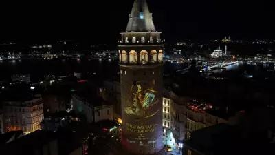 Galata Kulesi'nde 'kültürel miras' temalı ışık gösterisi yapıldı