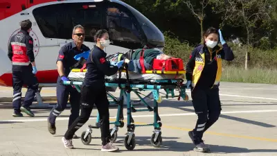 Samsun'da tarlada bacağı kırılan kadın ambulans helikopterle hastaneye kaldırıldı
