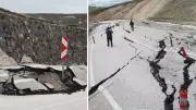 Ahlat-Malazgirt kara yolunda zemin kayması, ulaşıma kapandı