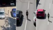 Akan trafikte araçların arasına dalan çocuk yürekleri ağza getirdi