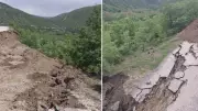 Amasya'da heyelan: Köy yolu çöktü, alternatif yol açıldı