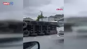 Başakşehir'de TIR faciası: Lastik patlaması iki aracı ezdi, 1 yaralı