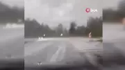 Bursa-Kütahya Karayolunda Dolu Yağışı Yolları Beyaza Bürüdü