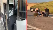 Bursa'da feci kaza: Otobüs bariyerlere çarptı, muavin kapıdan düşüp yaralandı