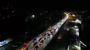 D-100'de Kurban Bayramı tatili trafik yoğunluğu dronla görüntülendi