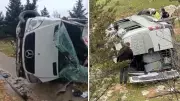 Şehitkamil'de servis şarampole uçtu: 16 yaralı